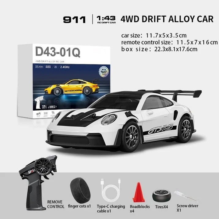 Finest Detailed Porschee GT3 RC Car 1:43 Proportional | Drift Package - Metal Frame