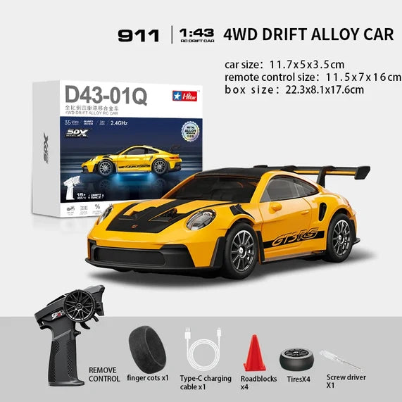 Finest Detailed Porschee GT3 RC Car 1:43 Proportional | Drift Package - Metal Frame