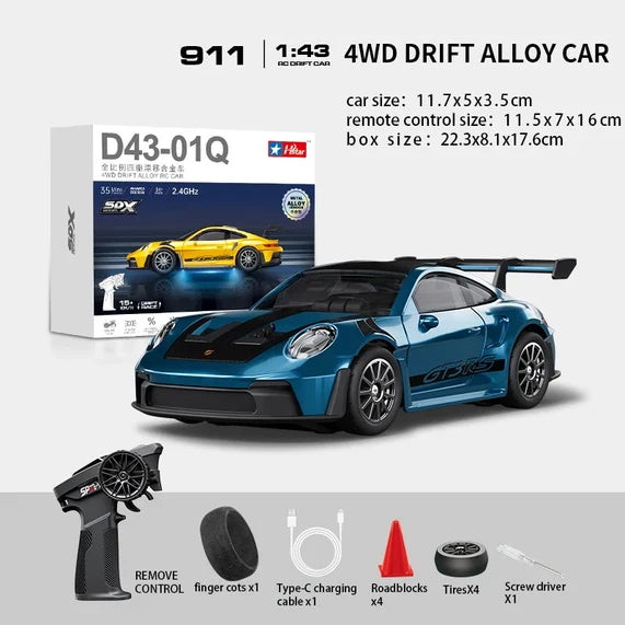 Finest Detailed Porschee GT3 RC Car 1:43 Proportional | Drift Package - Metal Frame