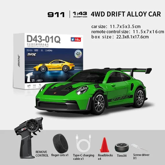 Finest Detailed Porschee GT3 RC Car 1:43 Proportional | Drift Package - Metal Frame