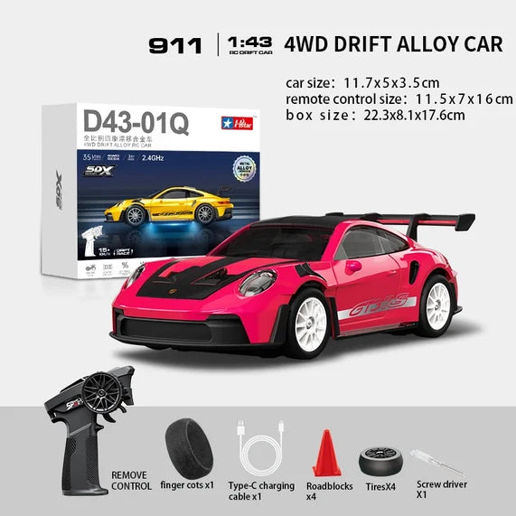 Finest Detailed Porschee GT3 RC Car 1:43 Proportional | Drift Package - Metal Frame